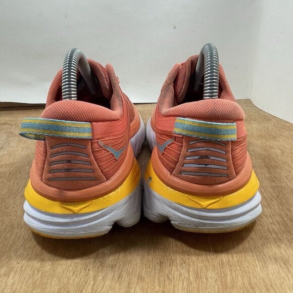 Hoka One One Bondi 7 Womens Size 7 Running Shoes Orange Sneakers - Picture 4 of 9